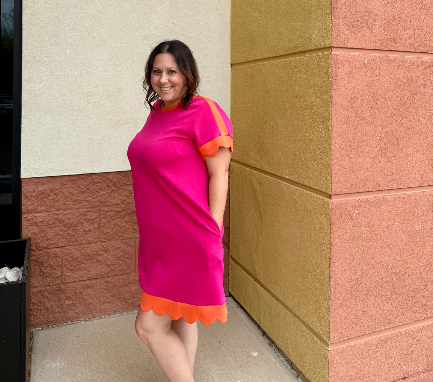 Fuchsia/Orange Simple Dress
