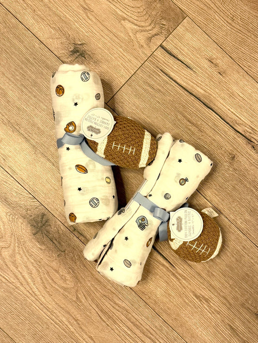 Sports Swaddle and Rattle
