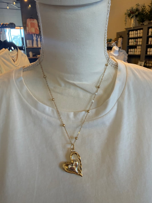 2 Heart Silver/Gold Gold Necklace