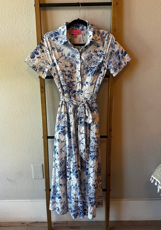 Blue Flower Button Midi - 85 Local