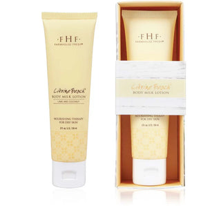 Body milk lotion with packaging on a white background