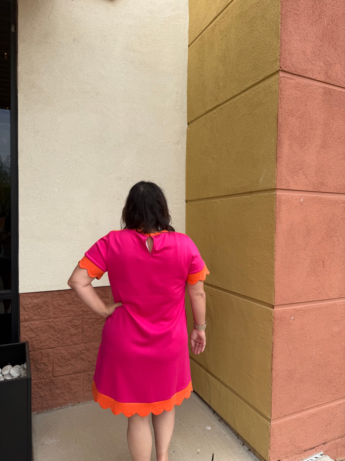 Fuchsia/Orange Simple Dress