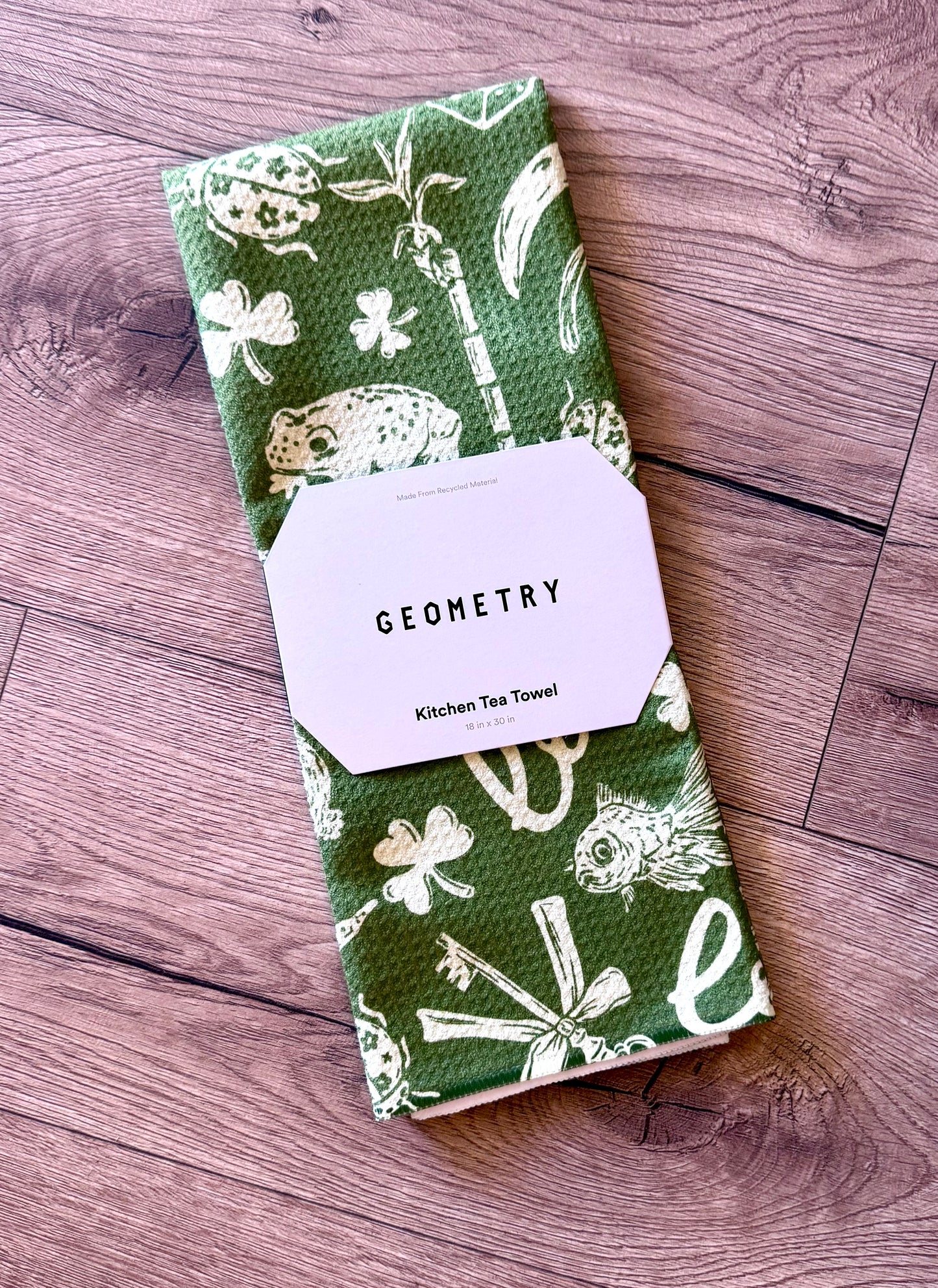 lucky draw symbols tea towel