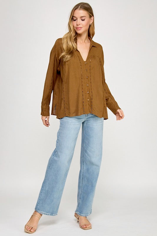 Lace Detail Button up Blouse