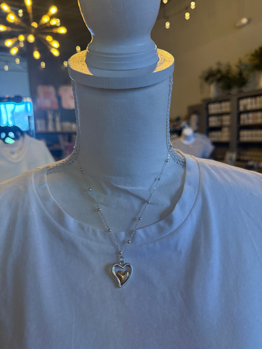 2 Heart Silver/Gold Silver Necklace