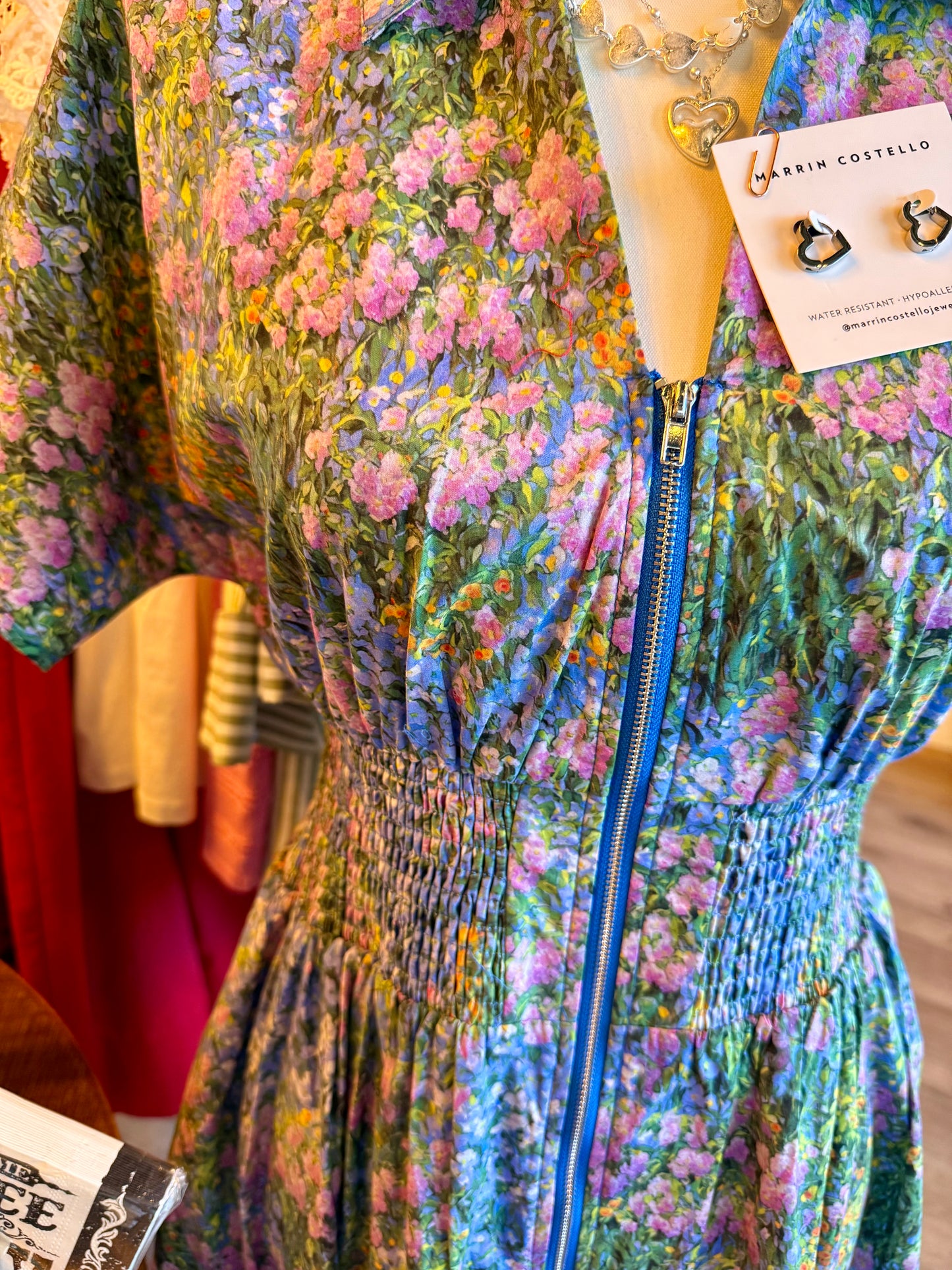 Blue Floral Garden Midi Dress