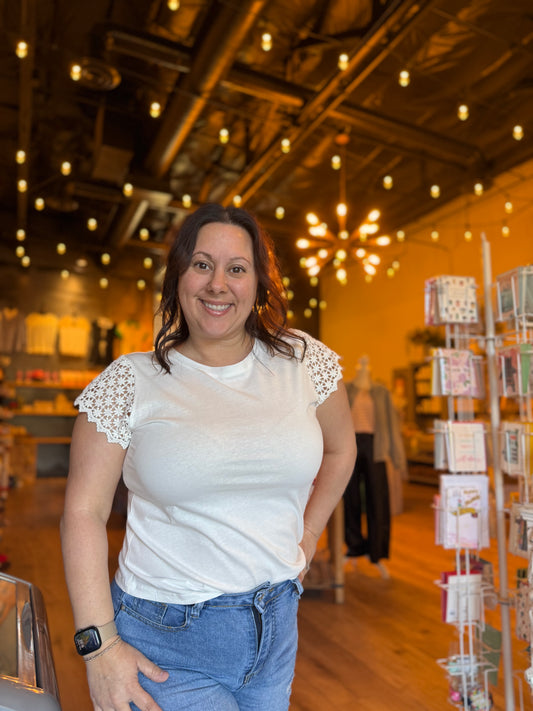 White Scalloped Sleeve