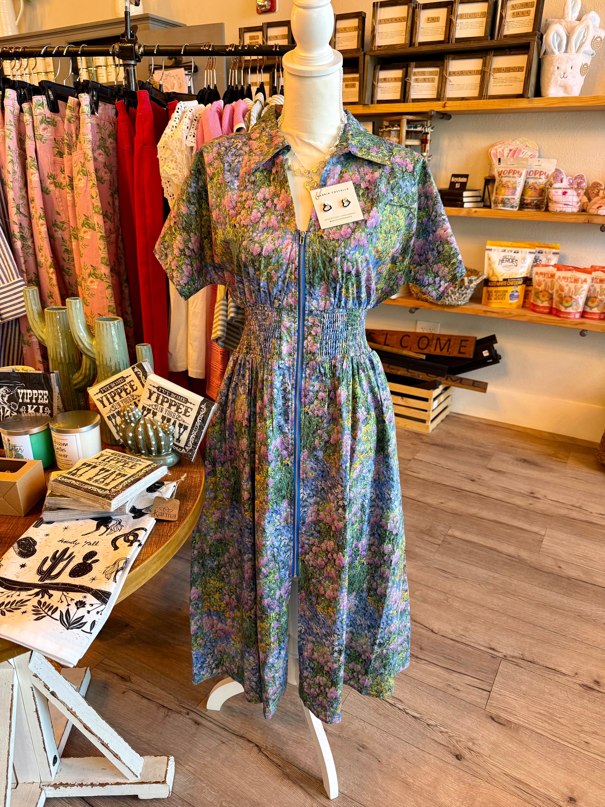 Floral garden zip up dress 