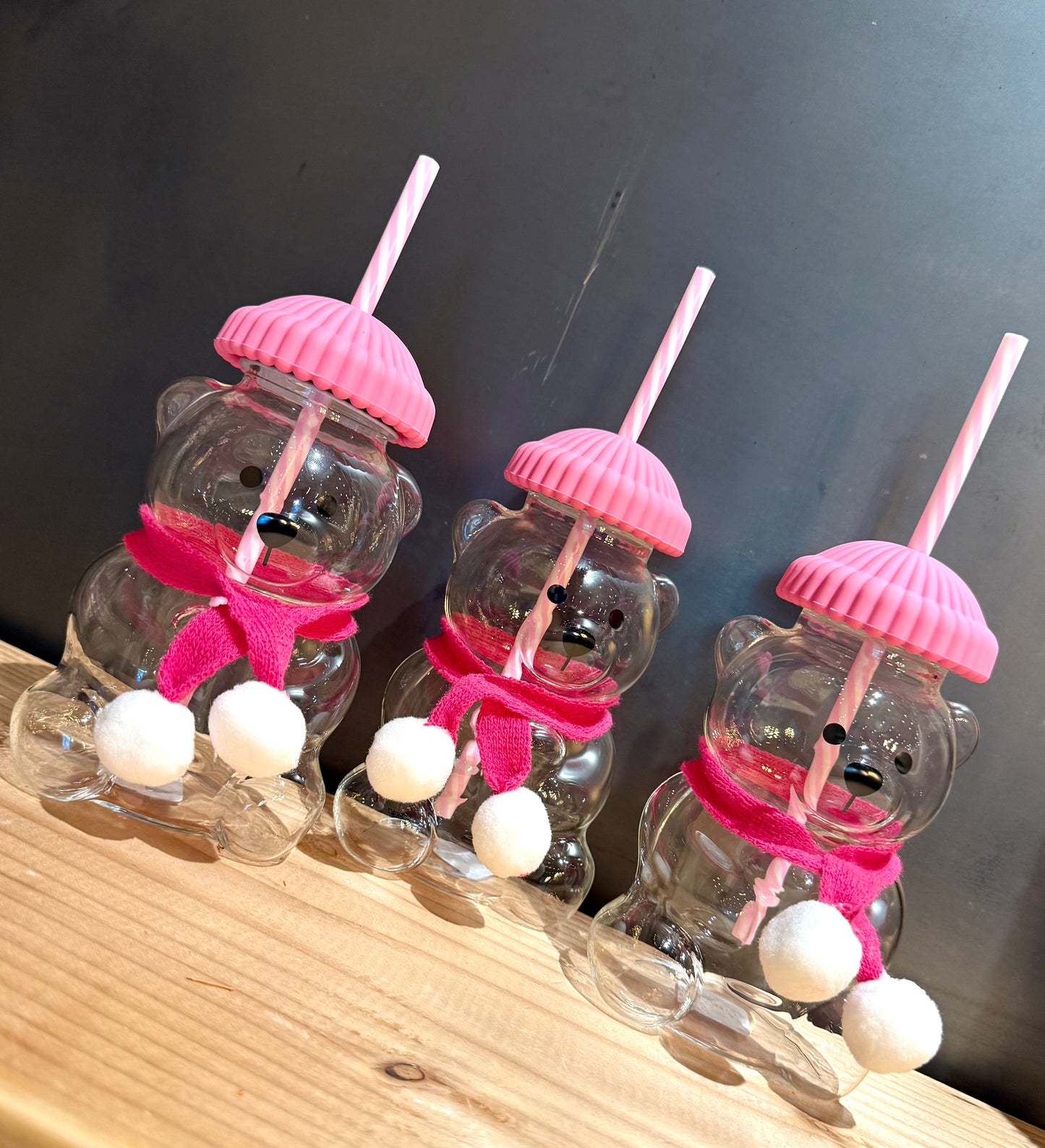 Pink glass bear cup