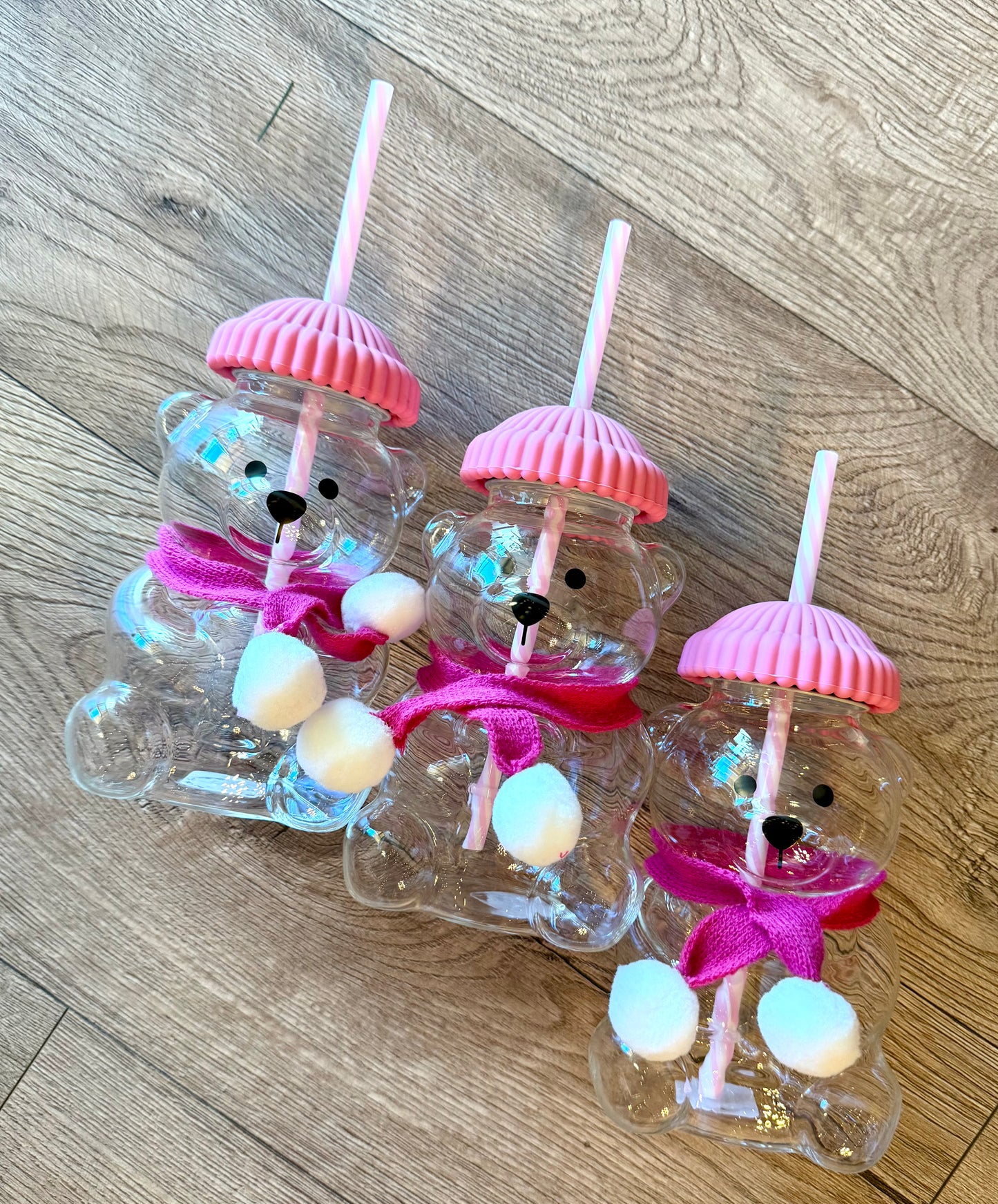 Pink glass bear cup