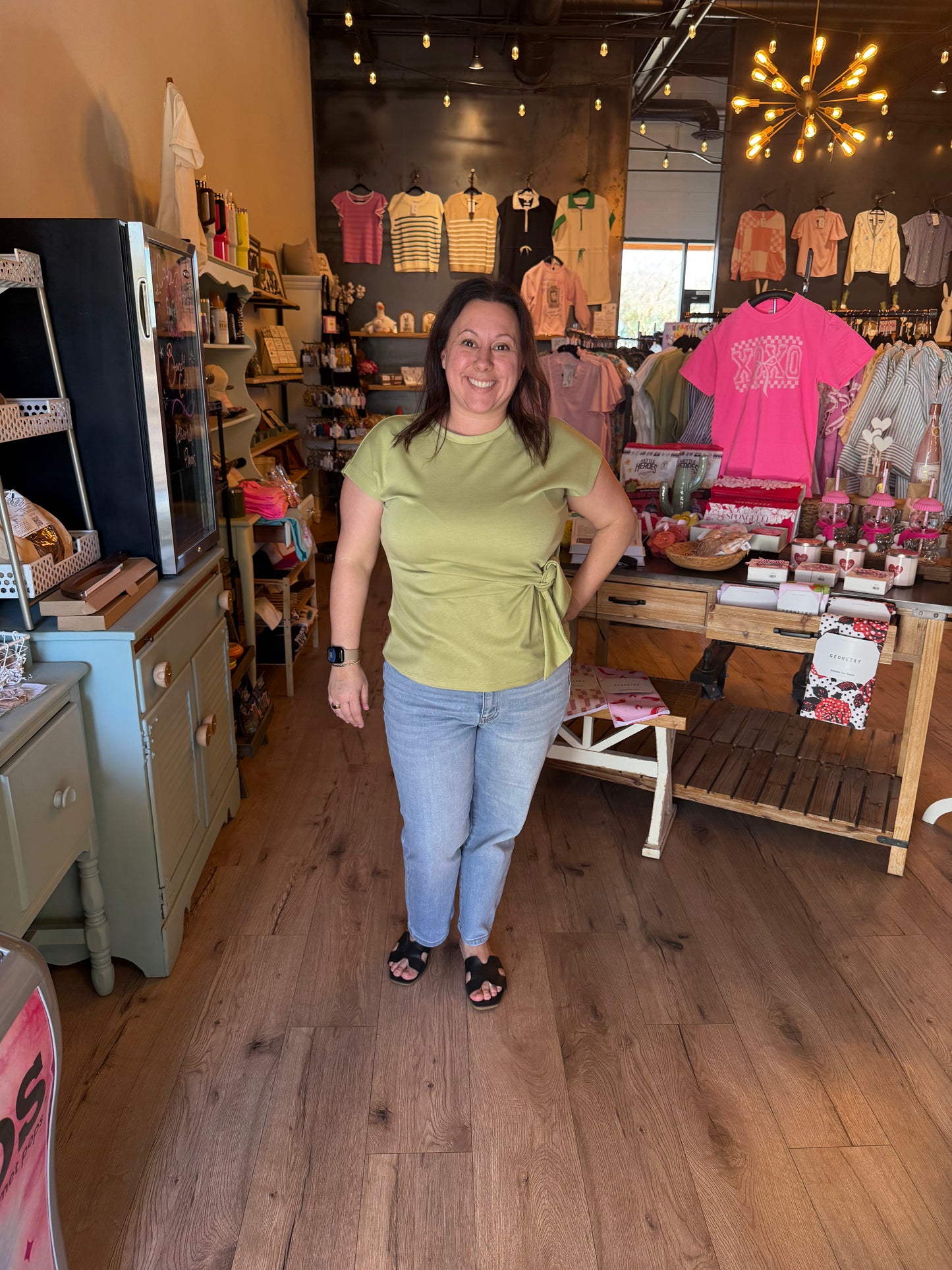 Matcha color womens tie top 