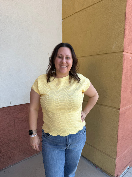 Yellow Scallop Pattern Top