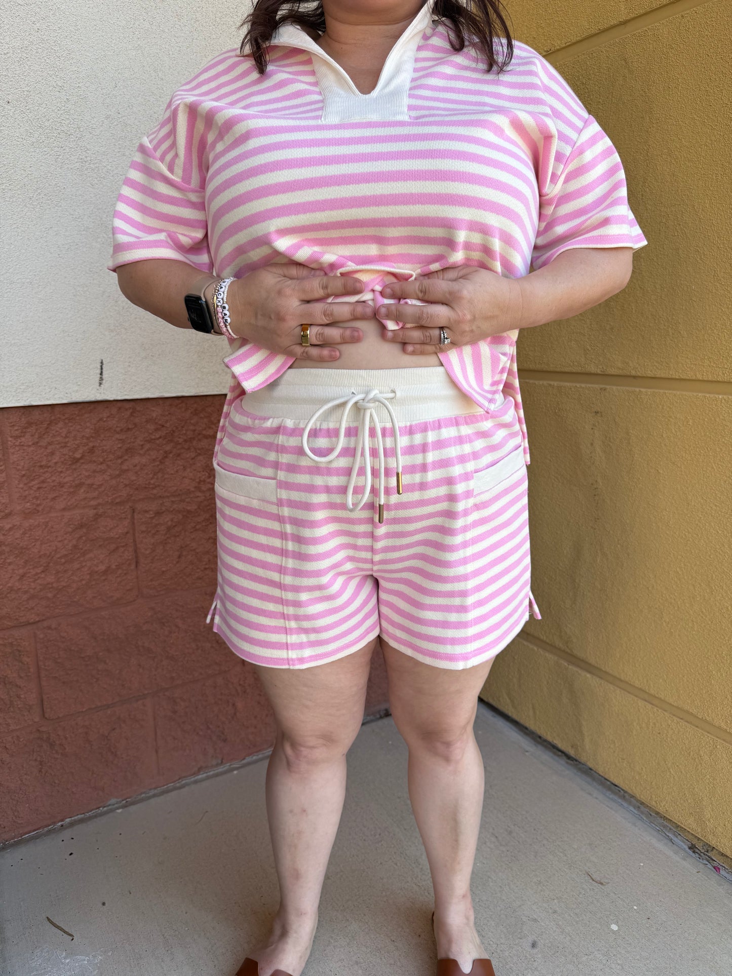 Light Pink Stripe Shorts