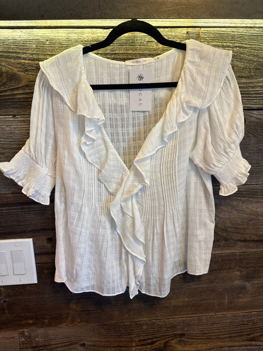 Ruffled V Neck Top - 85 Local