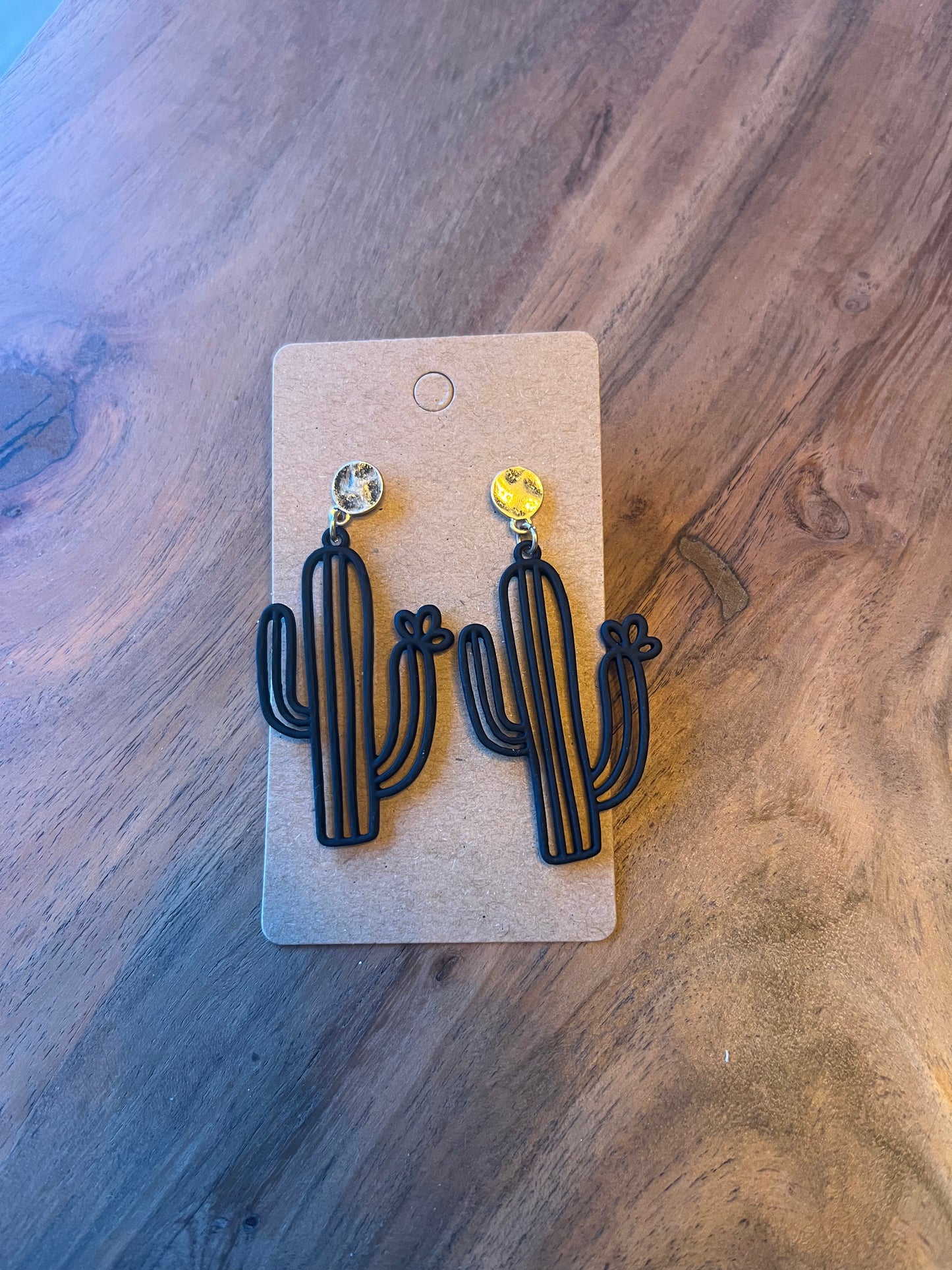 Black Metal Cactus Earrings