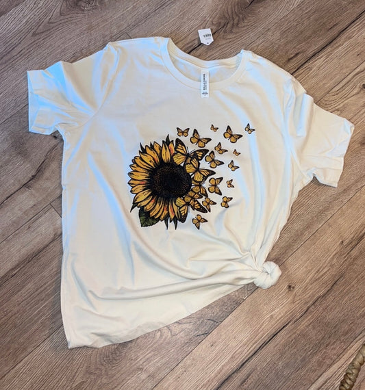 Sunflower Butterfly Graphic Tee
