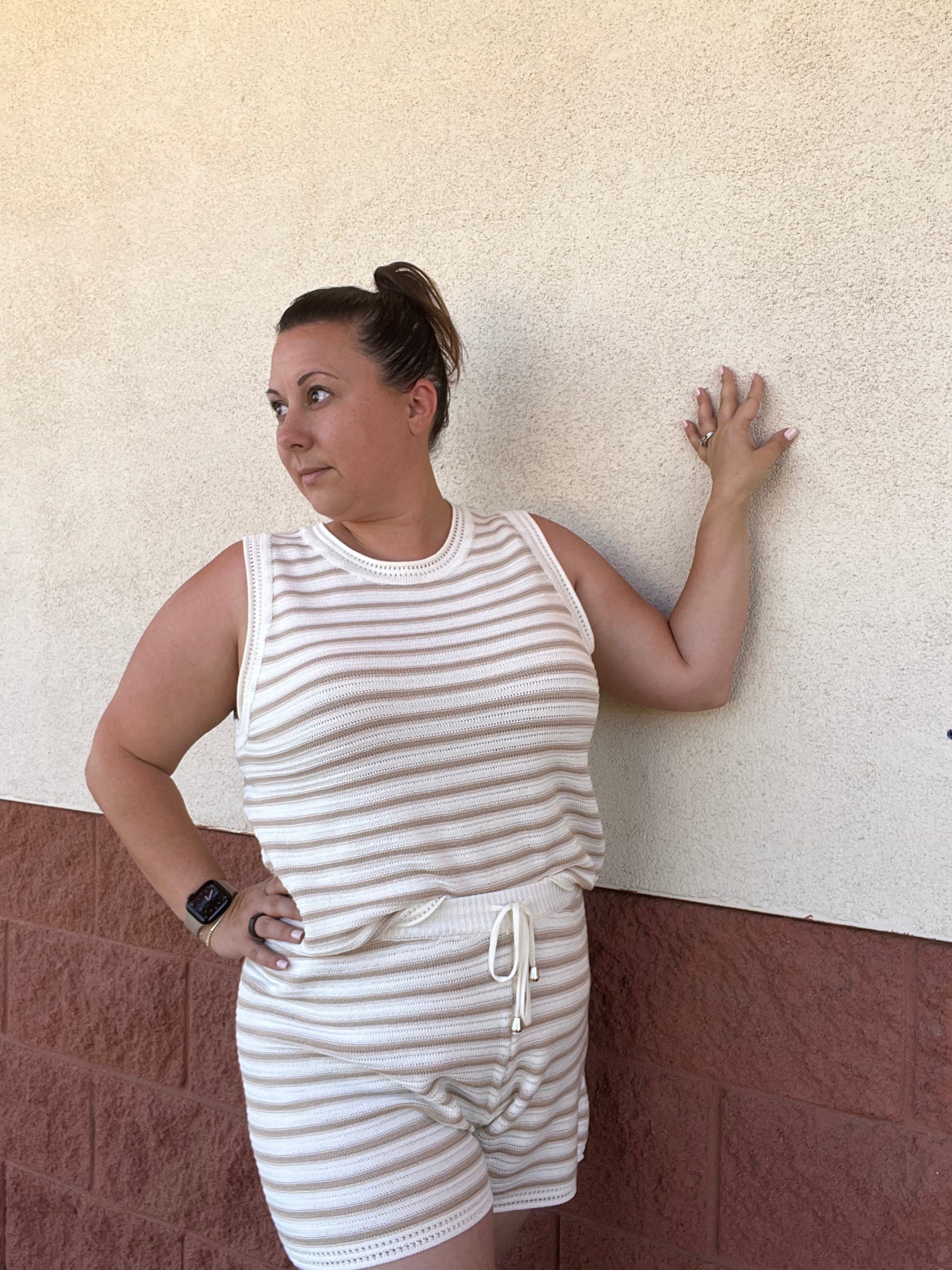 Knit Taupe Stripe Short - 85 Local