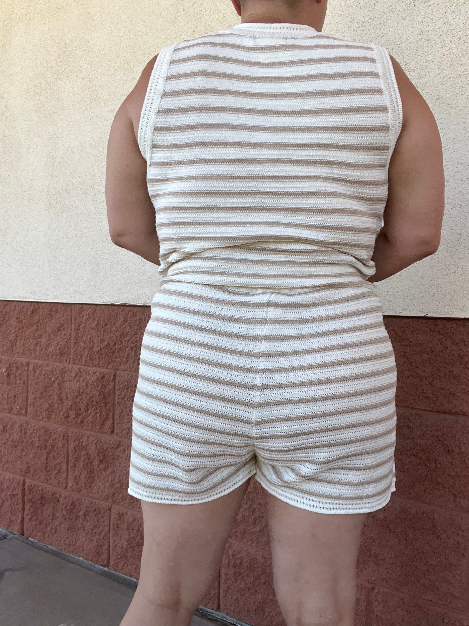 Knit Taupe Stripe Short - 85 Local