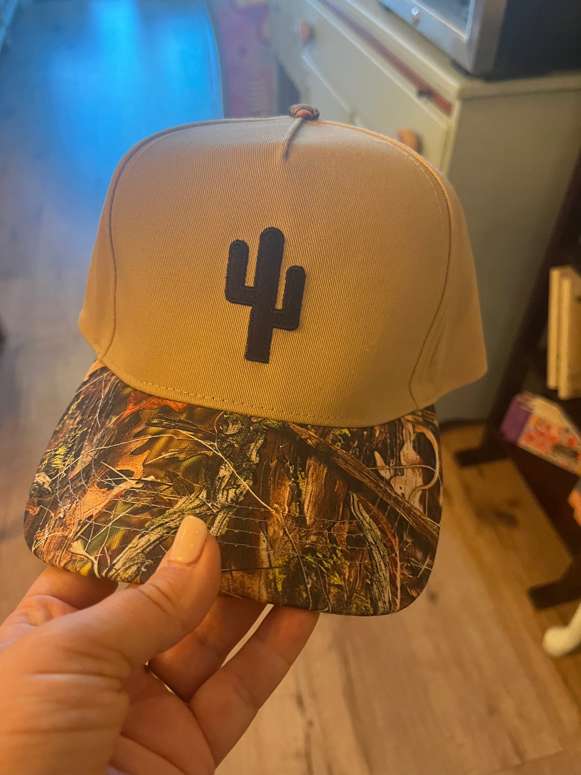 Khaki Camo Hat with Black Cactus - 85 Local