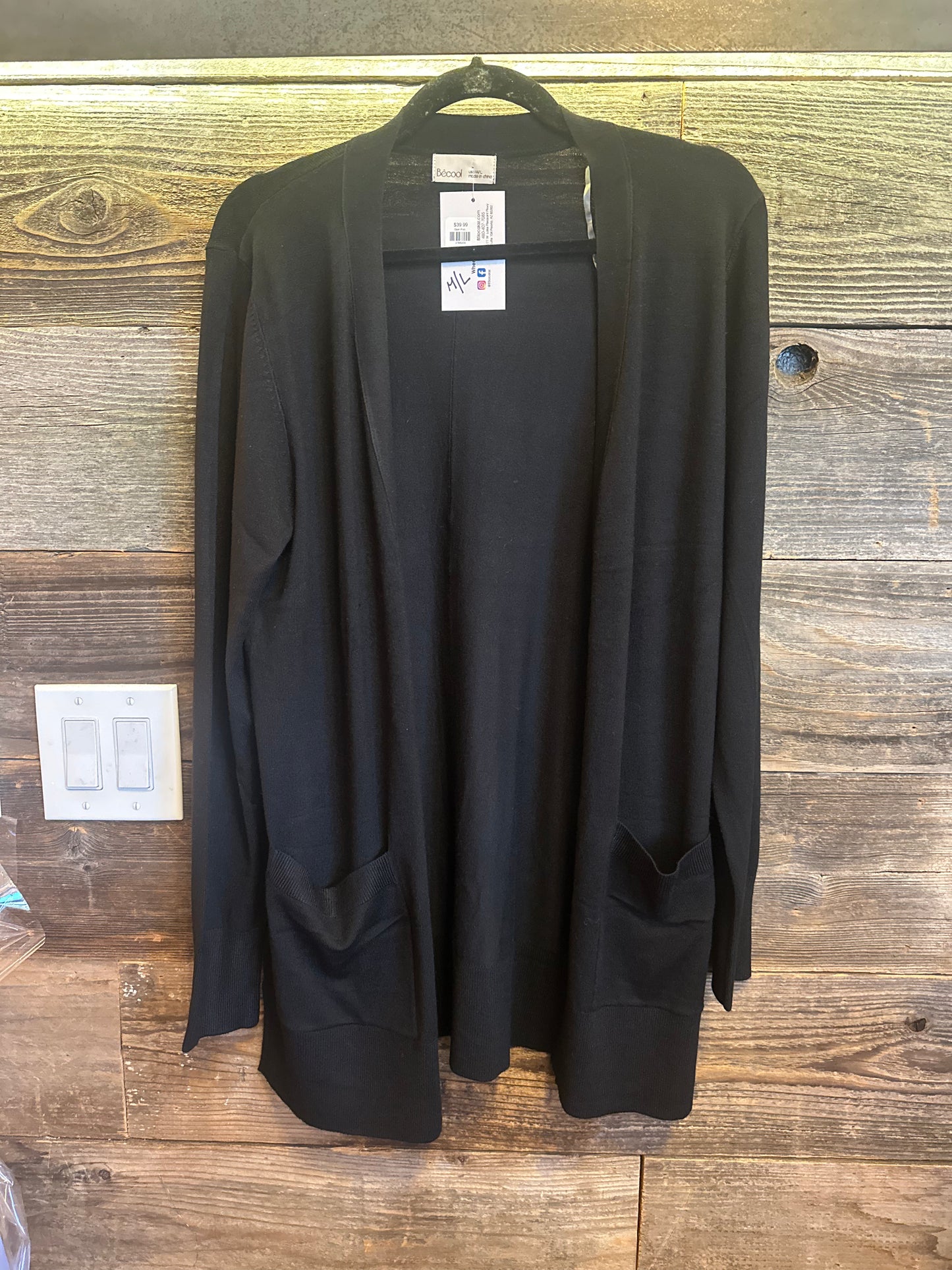 Open front black cardigan 