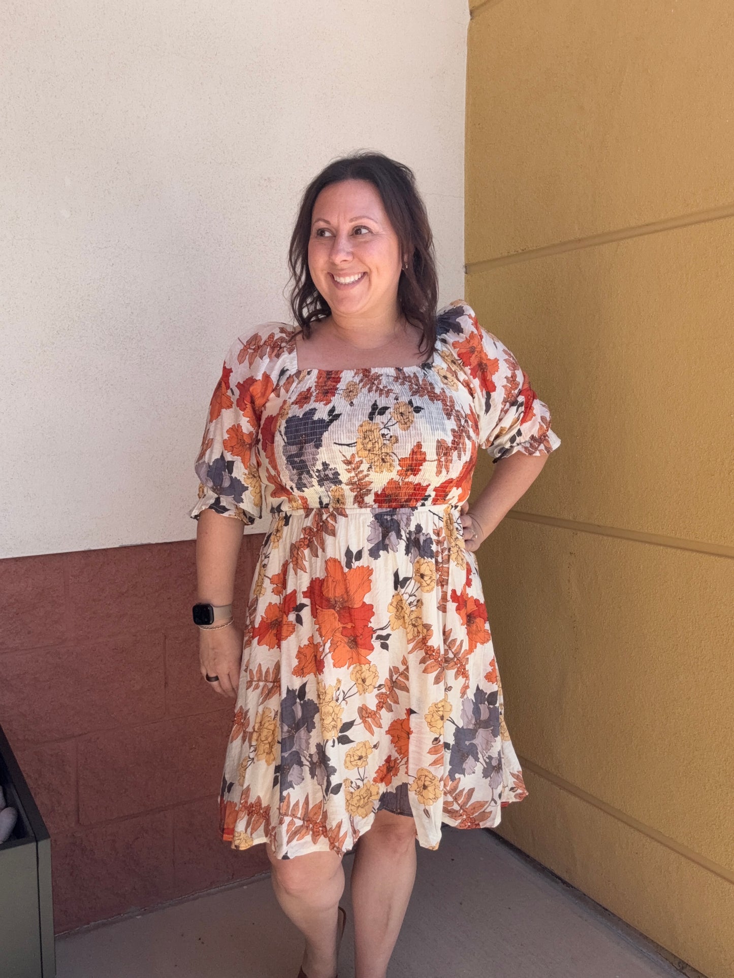 Rust Multi Floral Dress