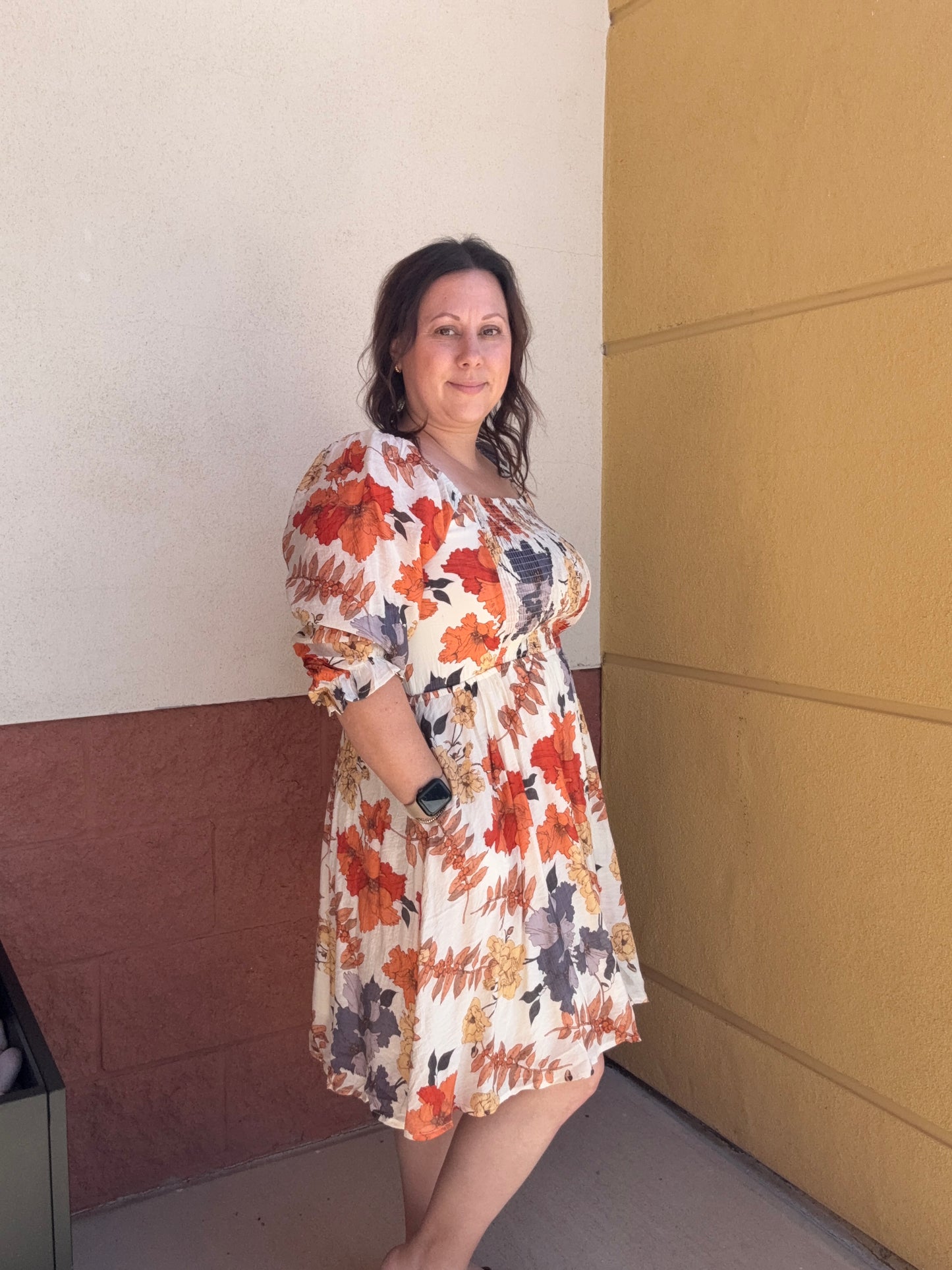 Rust Multi Floral Dress