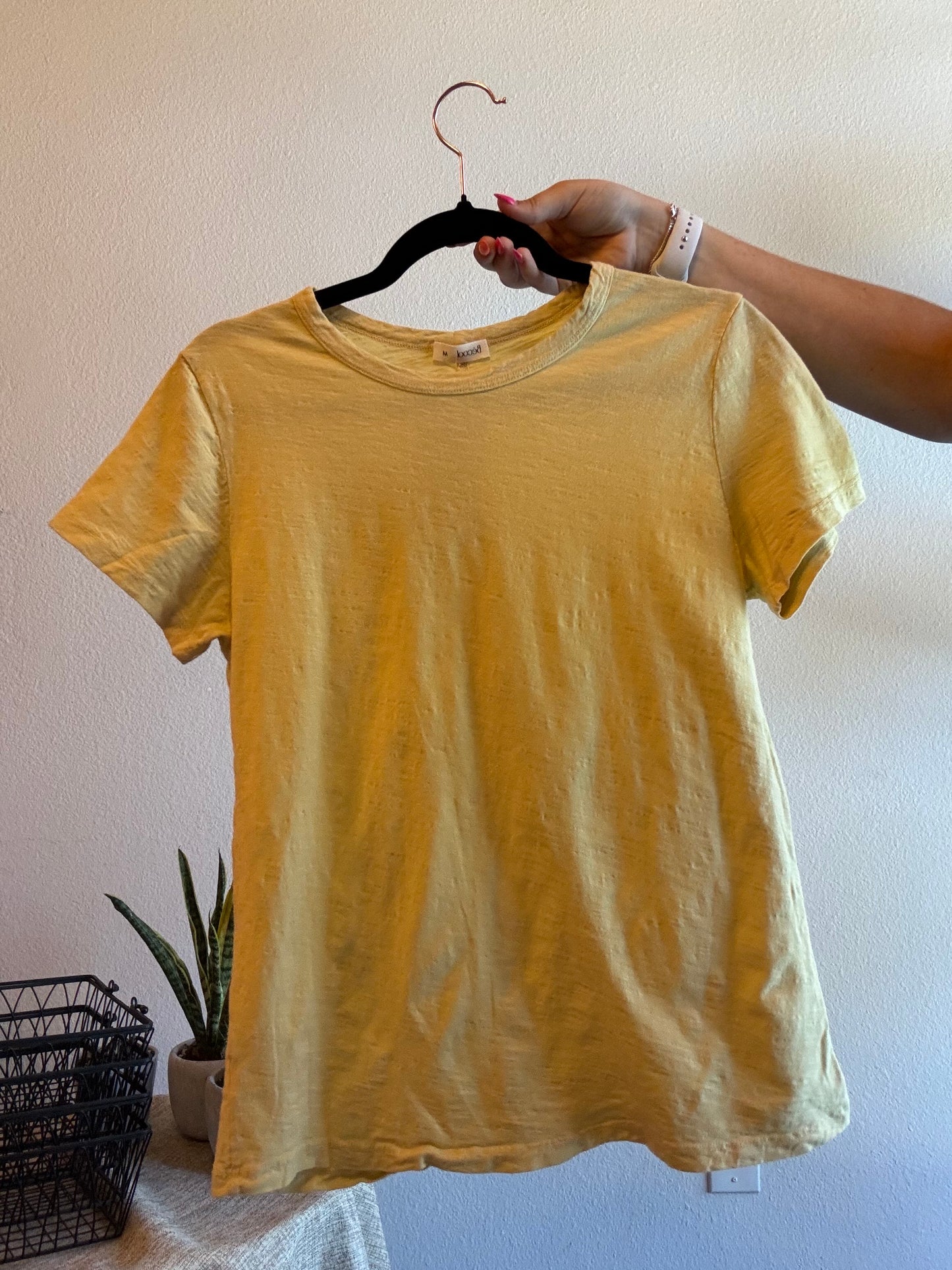 squash colored round neck shirt