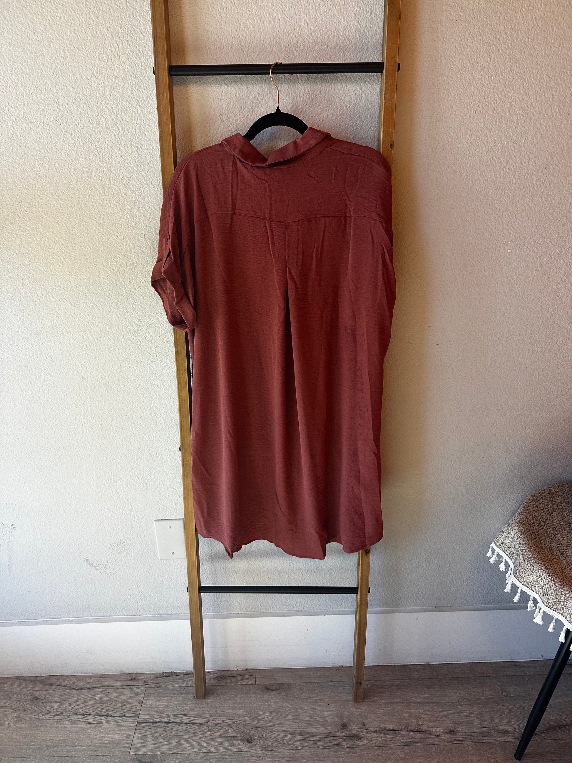 Button Up Woven Shirt Dress - 85 Local