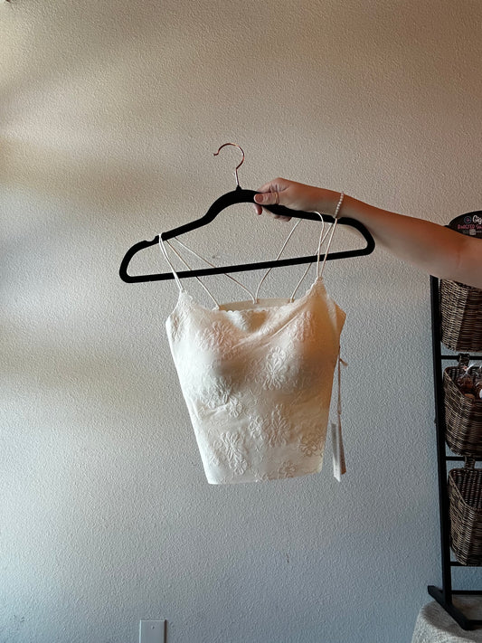 Off white Floral Lace Knit Bralette Cami - 85 Local