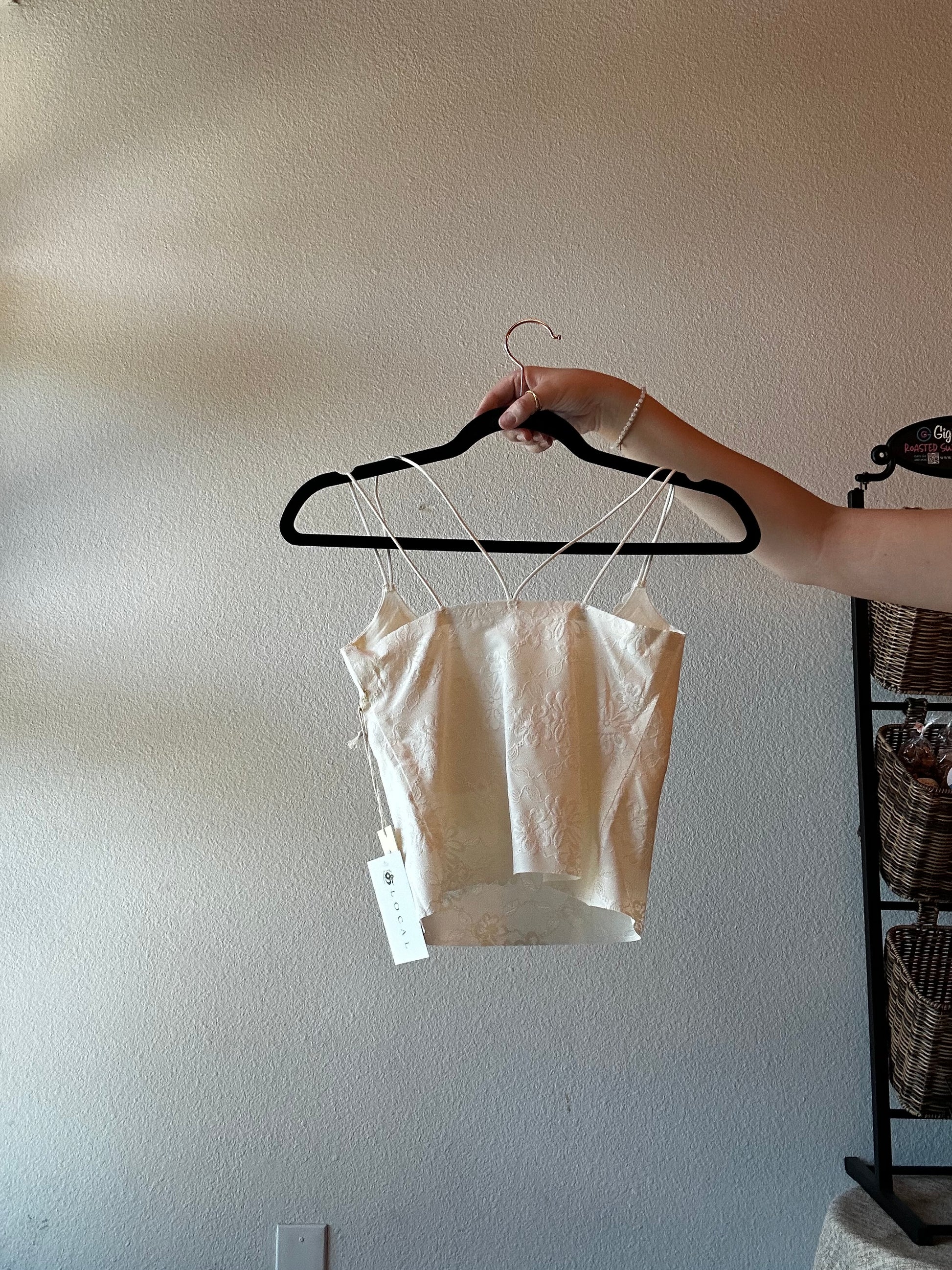 Off white Floral Lace Knit Bralette Cami - 85 Local