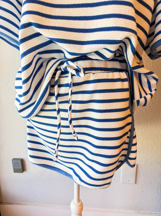 Royal white stripe matching skort