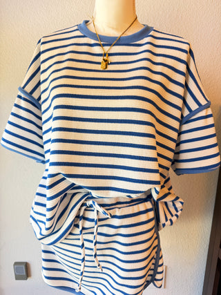 Royal white stripe matching skort