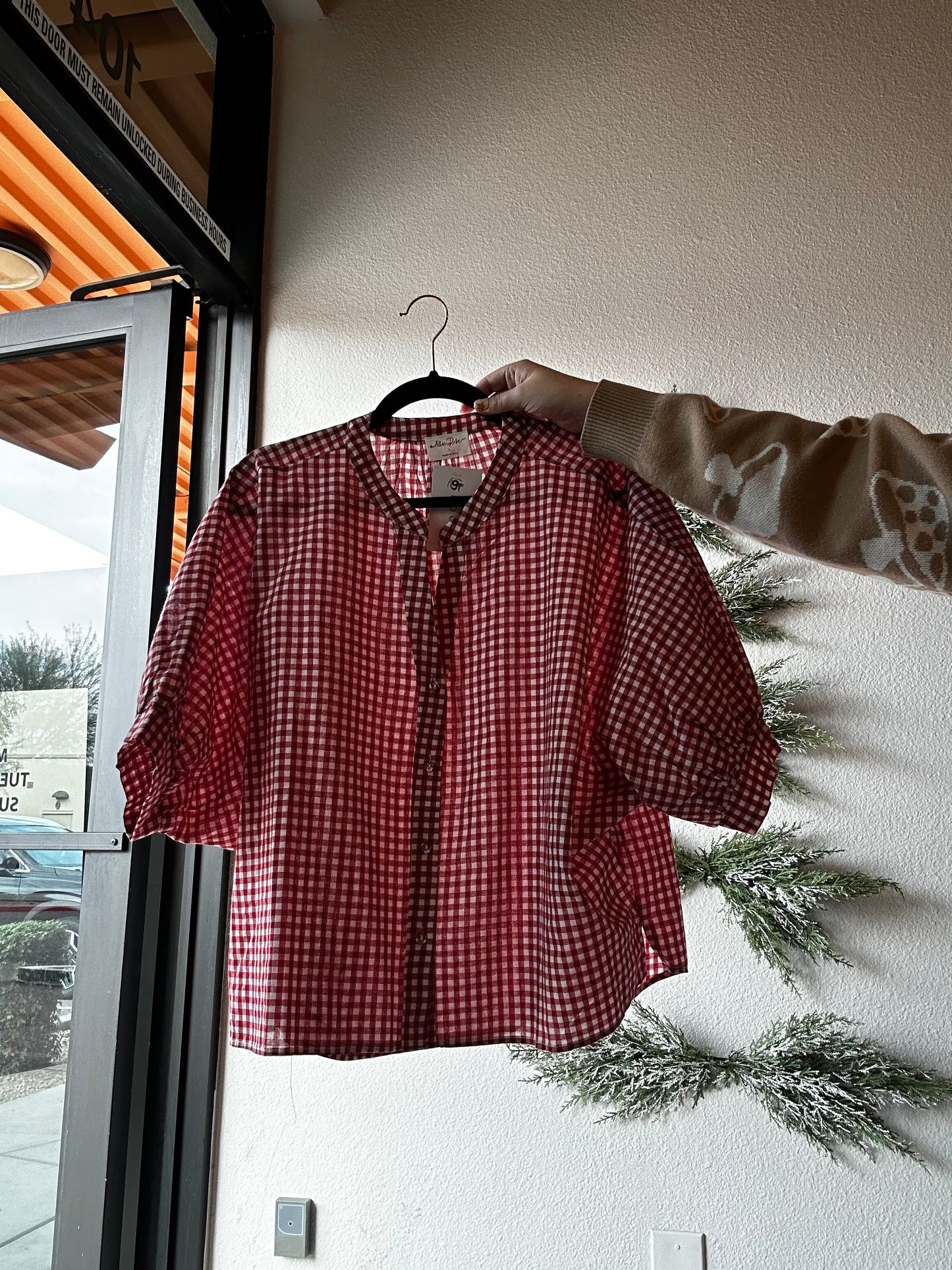 Checker Red Blouse