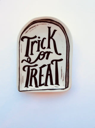 Stoneware Dish w Halloween Saying, 3 Styles