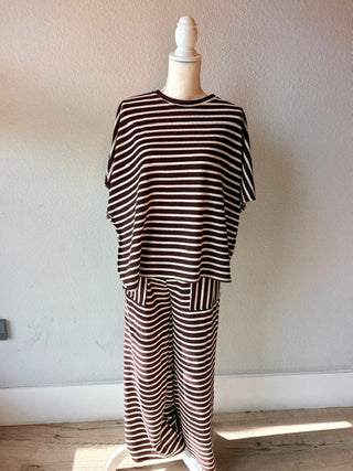 Burgendy and white stripe lounge top