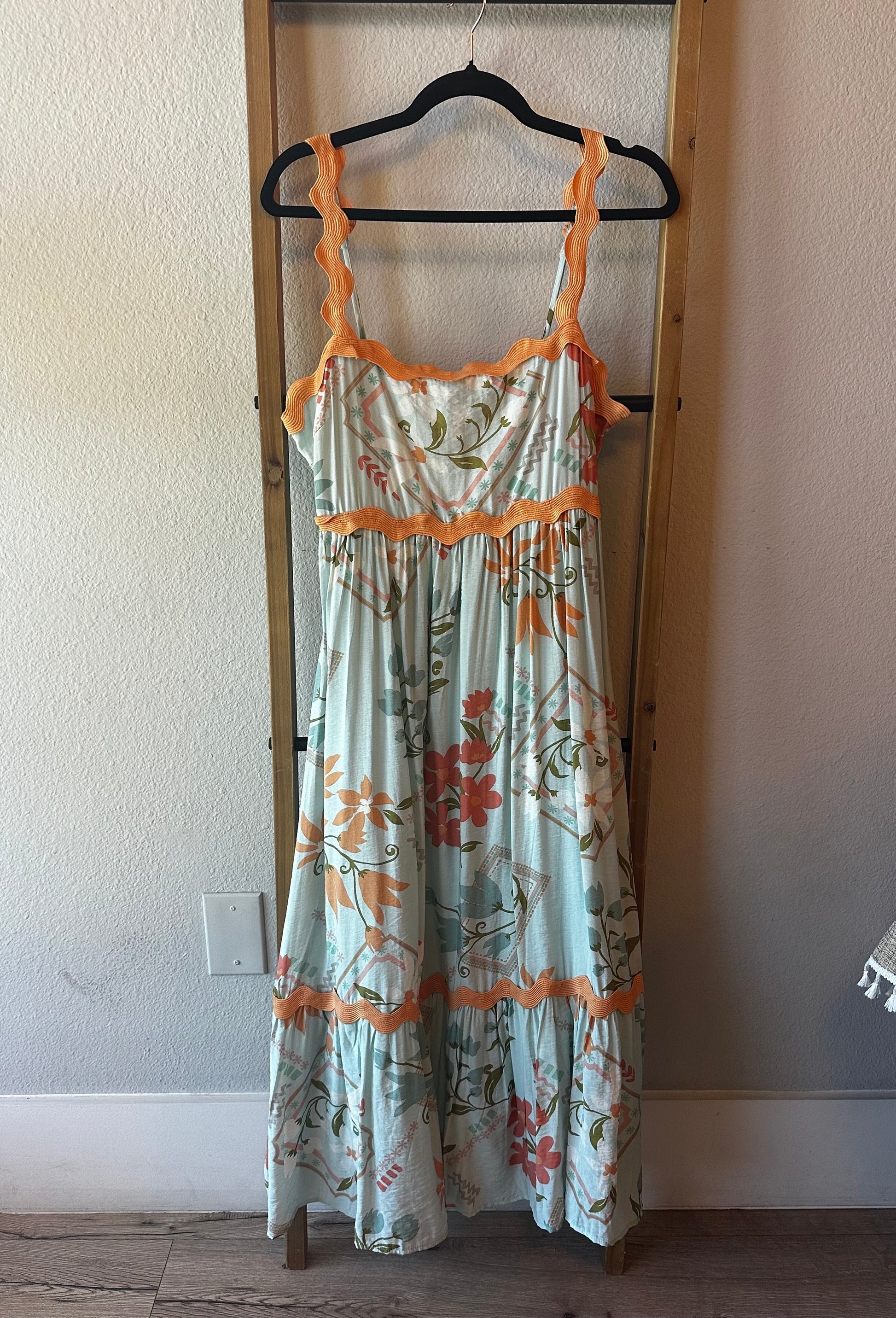 Orange Ricrac Floral Dress - 85 Local