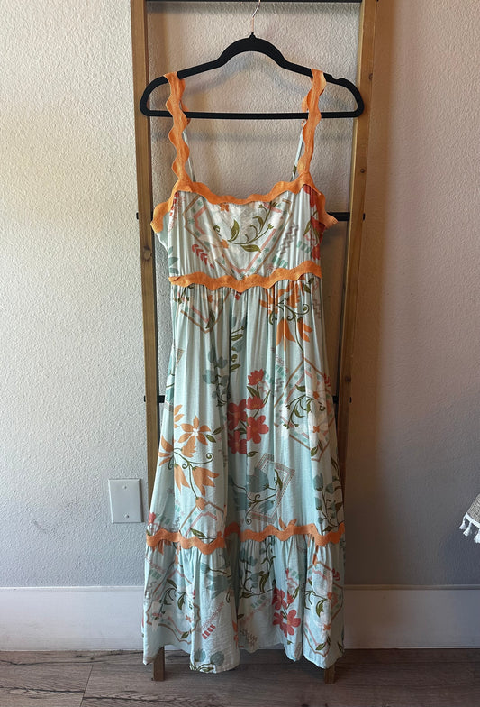 Orange Ricrac Floral Dress - 85 Local