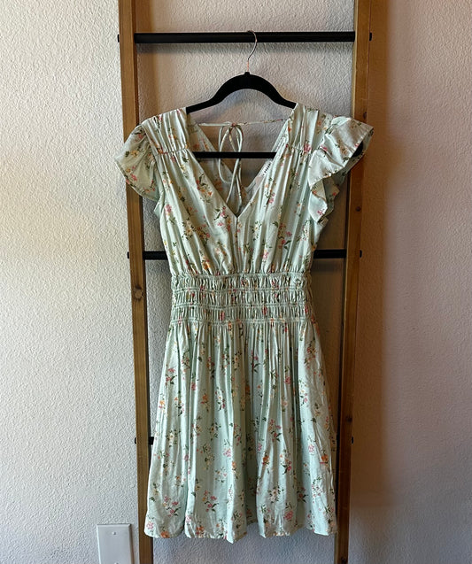 Sage Floral Short Dress