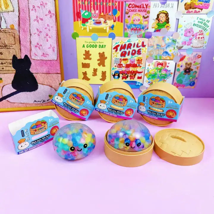 Dumpling Shape Squishy Toy Bead Filled Squeeze Fidget Toy