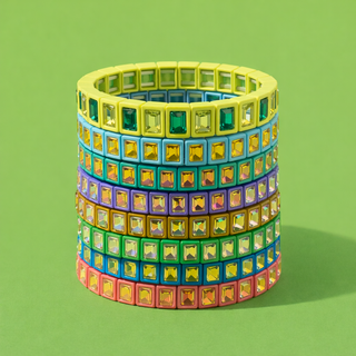 Enamel Stretch Bracelet - Small Gems - Penelope -Asst Colors