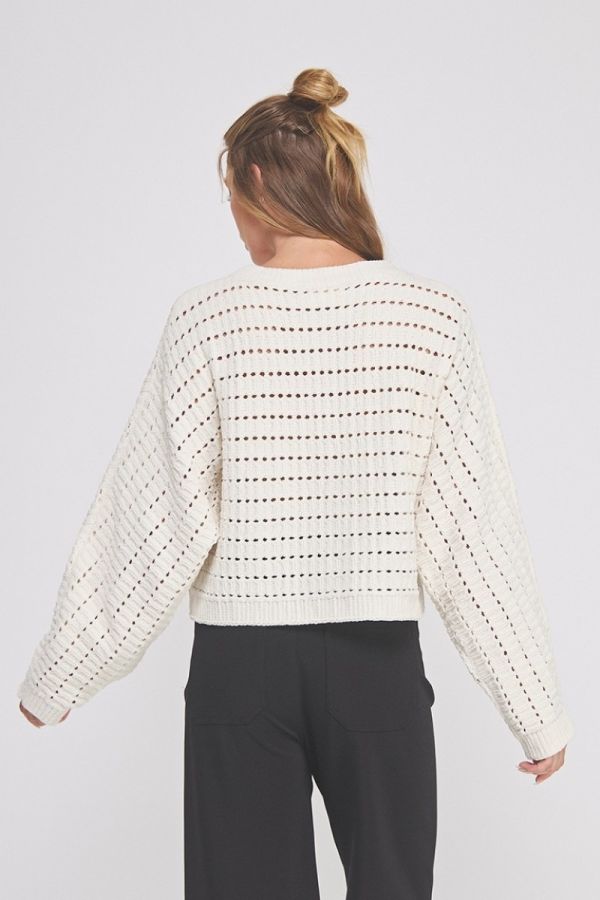 Chenille Pointelle Crop Oversized Sweater - 85 Local