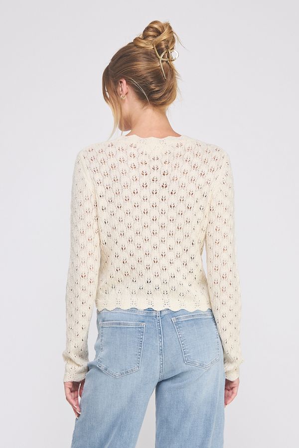 tie cardigan with scalloped edge - 85 Local
