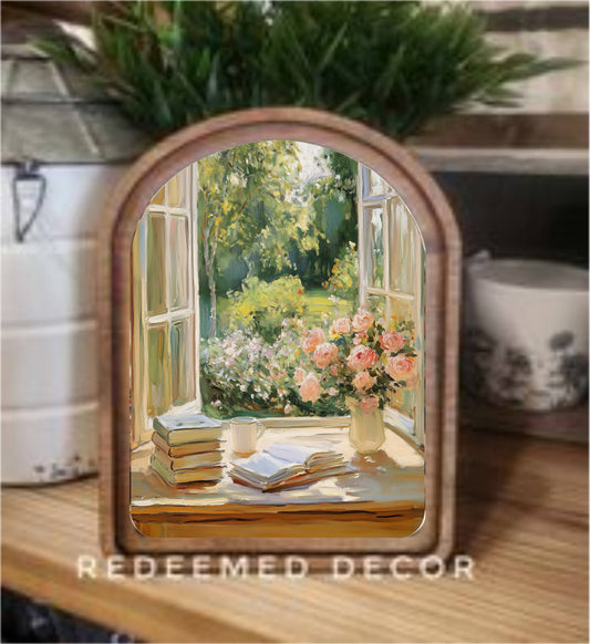 6x8 Arch Top Spring Window Framed Art