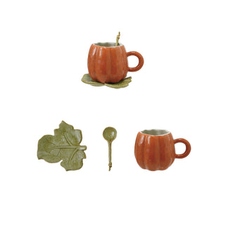 Pumpkin Shaped Mug/Saucer/Spoon Set