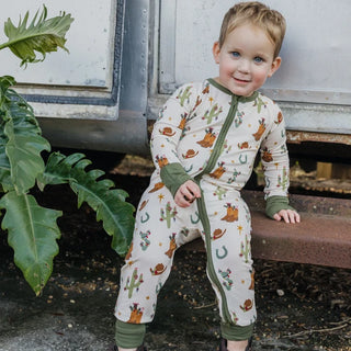 Cowboy Christmas Western Bamboo Convertible Footie Romper