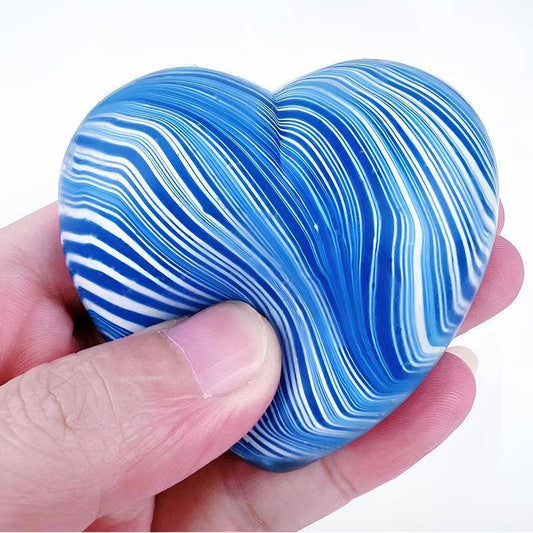 Blue Marble Heart Squishy Slow Rising Stress Relief Fidget Toy