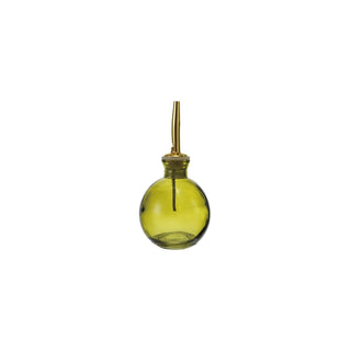 Crafted from durable olive green glass, this cruet features a bulbous silhouette topped with a gold-finished metal stopper, combining practical storage with decorative appeal. Perfect for Contemporary, Casual, Farmhouse, Cottagecore, and Boho interiors, it serves olive oil, vinegar, or specialty dressings with ease while enriching tabletops with color and texture.