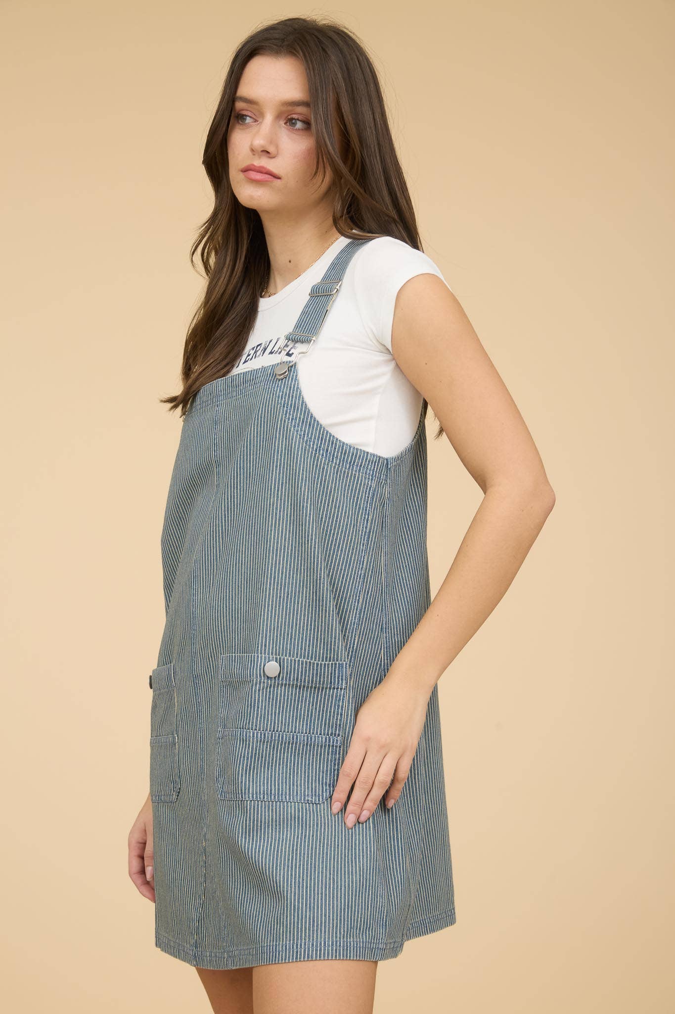 STRIPE OVERALL MINI DRESS - 85 Local