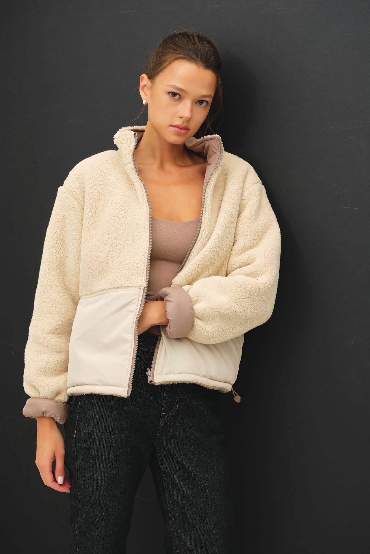 RIVERSIBLE SHERPA BLOCK PUFFER