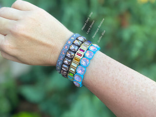 Enamel Stretch Bracelet - Earth Tone Colors - Asst Styles